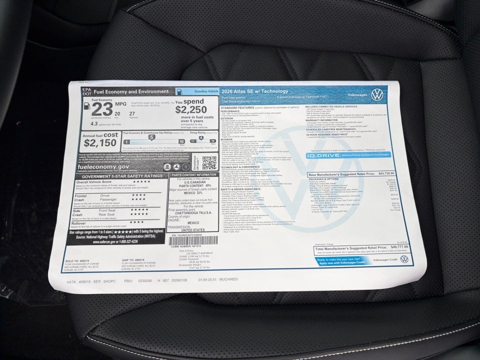 2026 Volkswagen Atlas SE with Technology