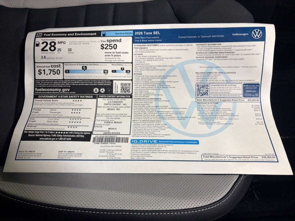 2026 Volkswagen Taos SEL