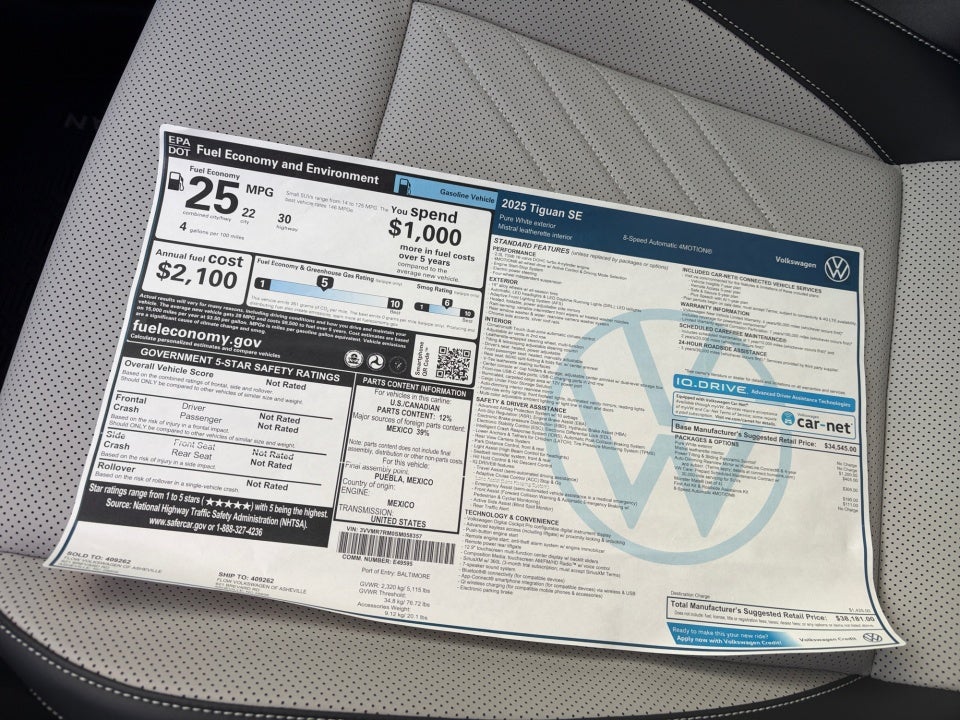 2025 Volkswagen Tiguan 2.0T SE