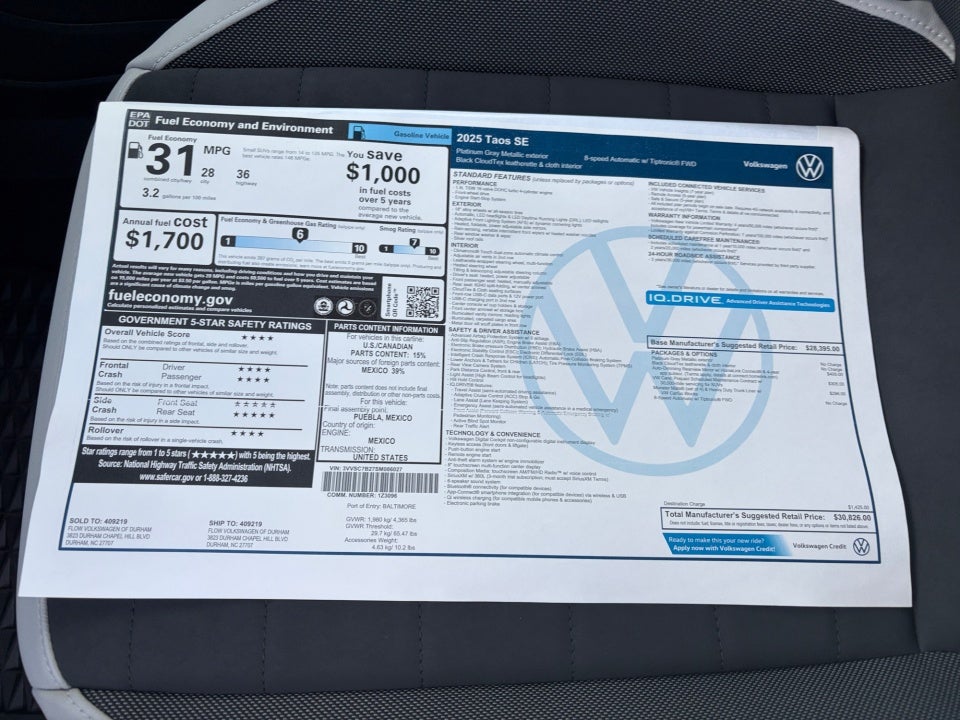 2025 Volkswagen Taos 1.5T SE