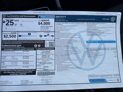 2026 Volkswagen Golf R 2.0T DSG