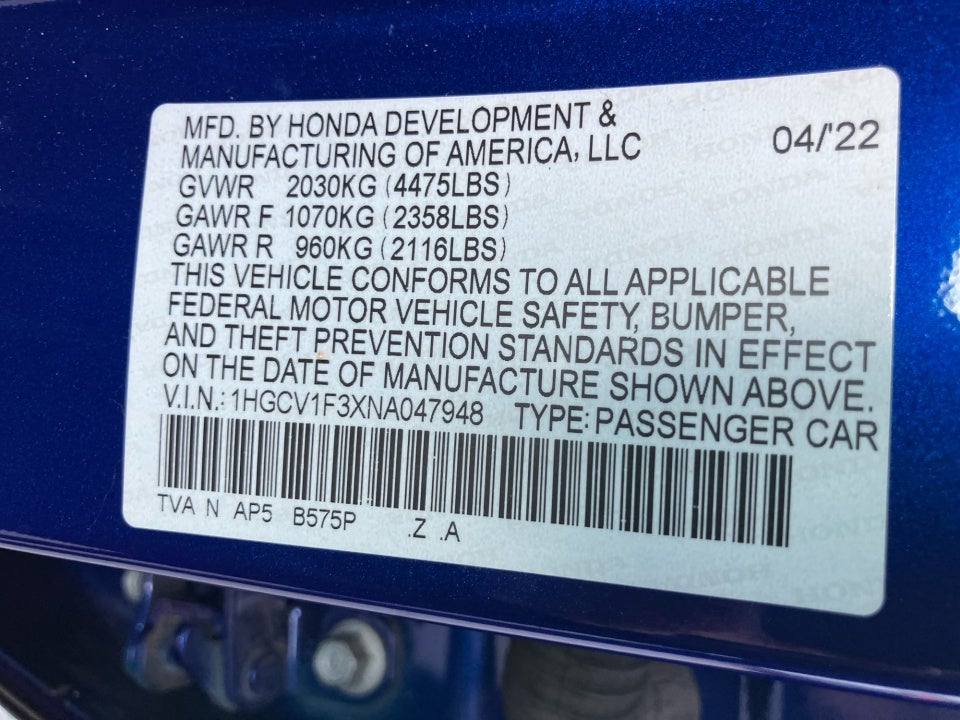 2022 Honda Accord Sport