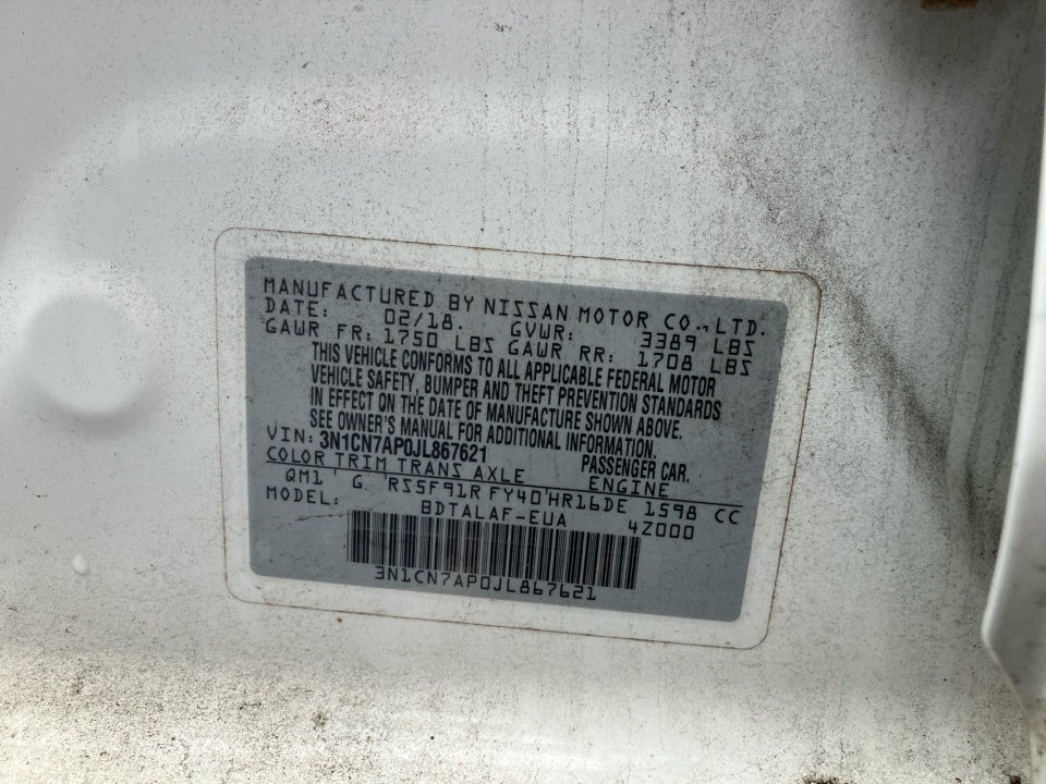 2018 Nissan Versa 1.6 S