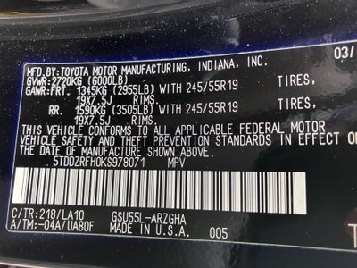 2019 Toyota Highlander Limited Platinum