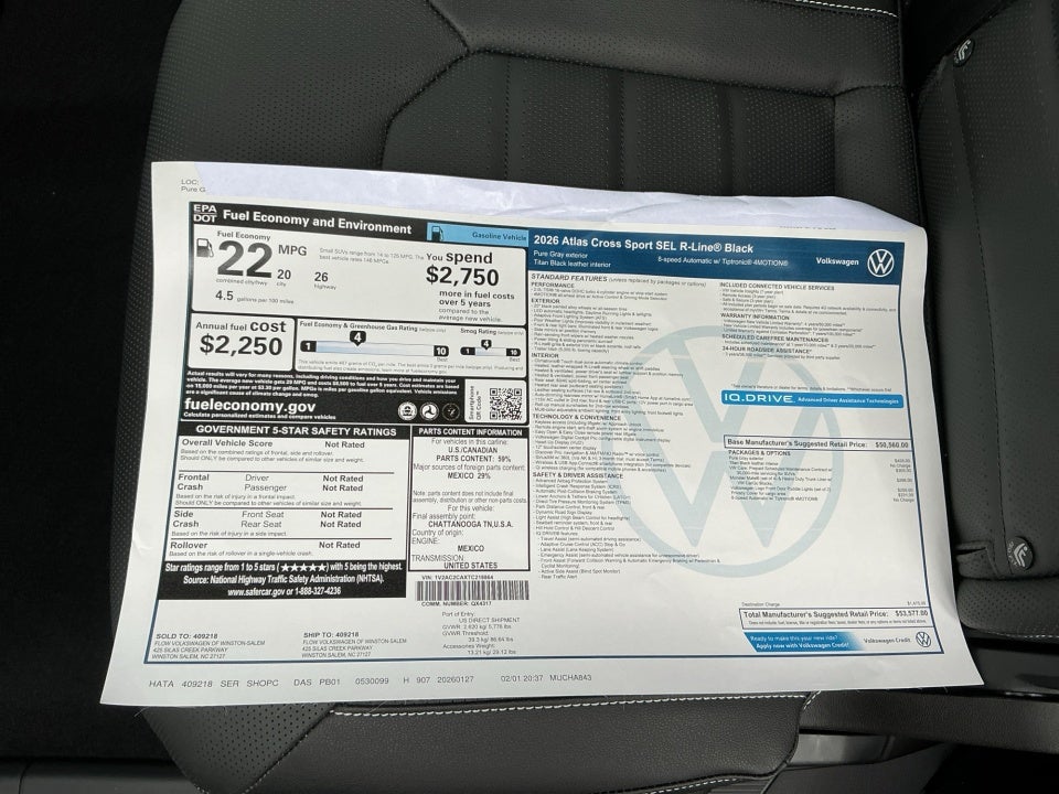 2026 Volkswagen Atlas Cross Sport SEL R-Line Black