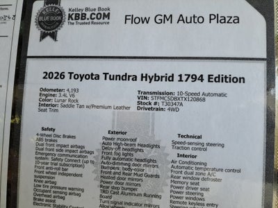 2026 Toyota Tundra Hybrid 1794 Edition CrewMax 5.5' Bed