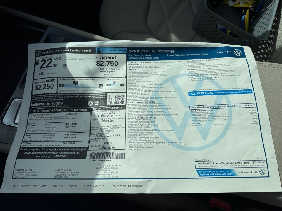 2026 Volkswagen Atlas 2.0T SE w/Technology