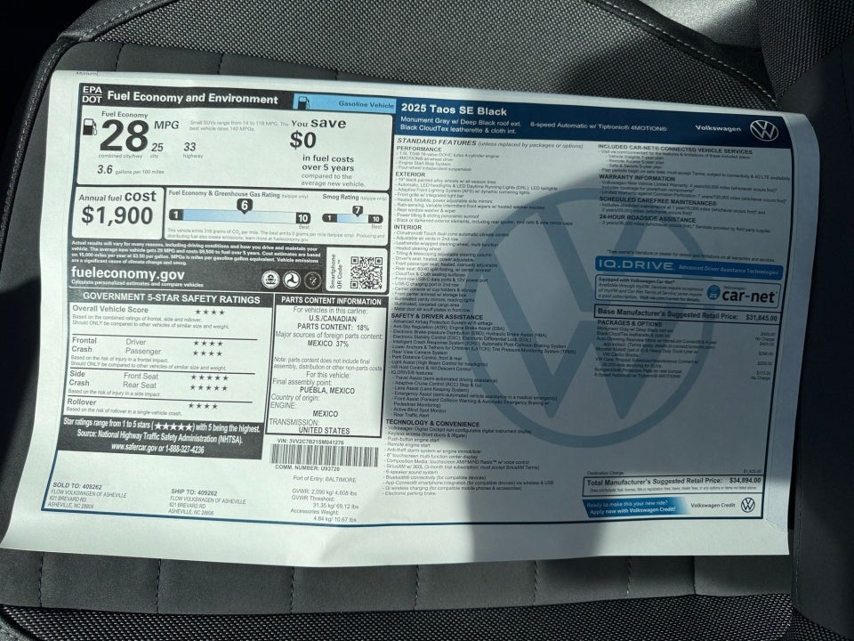 2025 Volkswagen Taos SE Black
