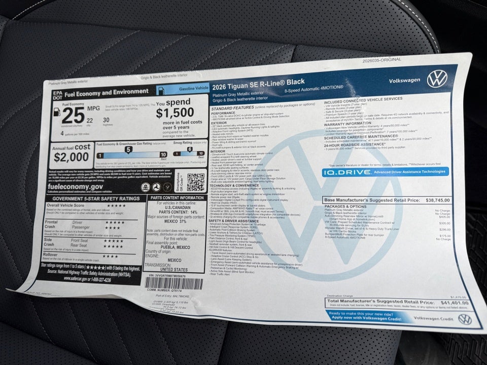 2026 Volkswagen Tiguan SE R-Line Black