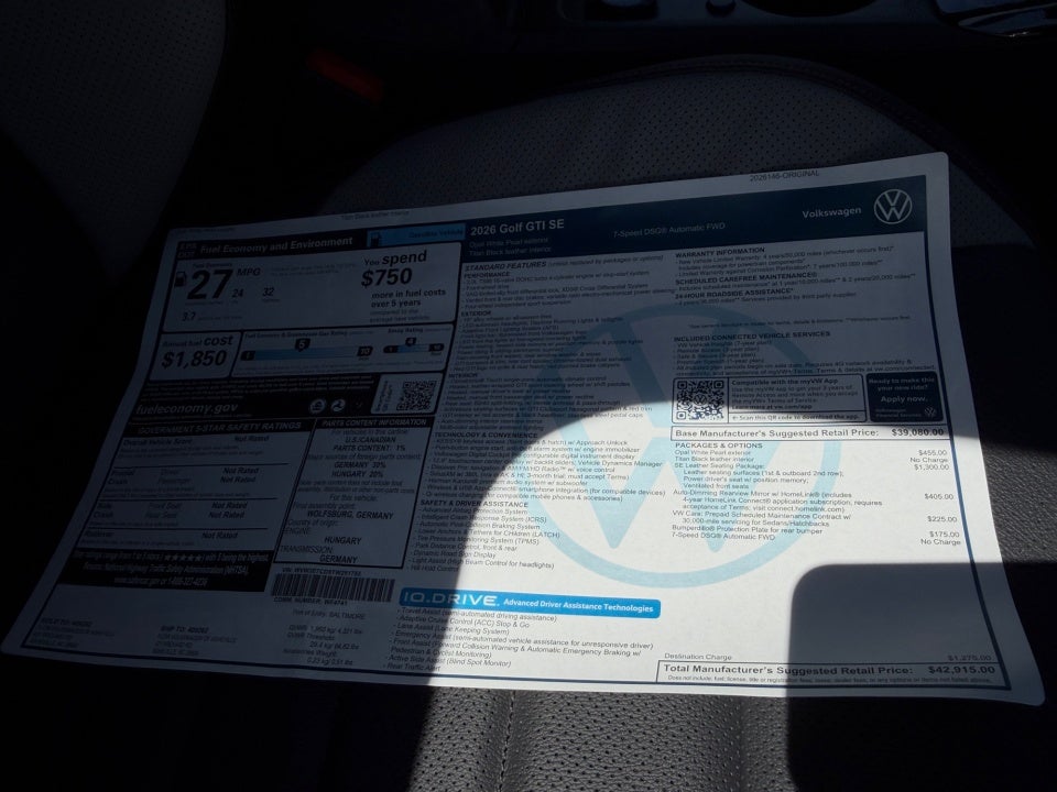 2026 Volkswagen Golf GTI SE