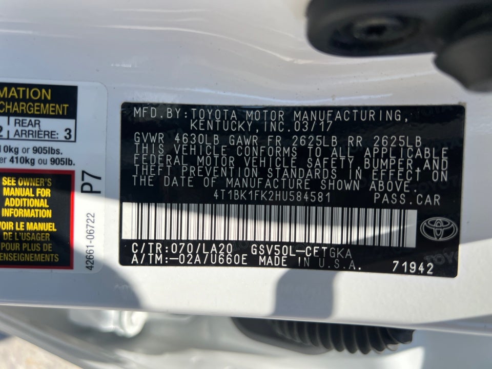 2017 Toyota Camry XLE V6