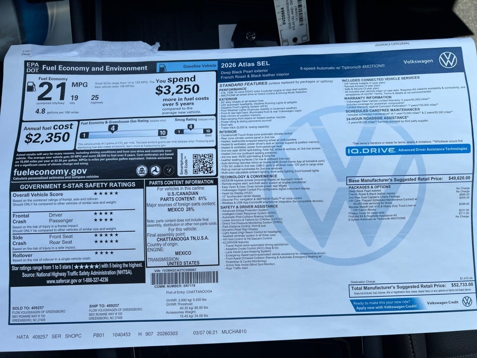 2026 Volkswagen Atlas SEL