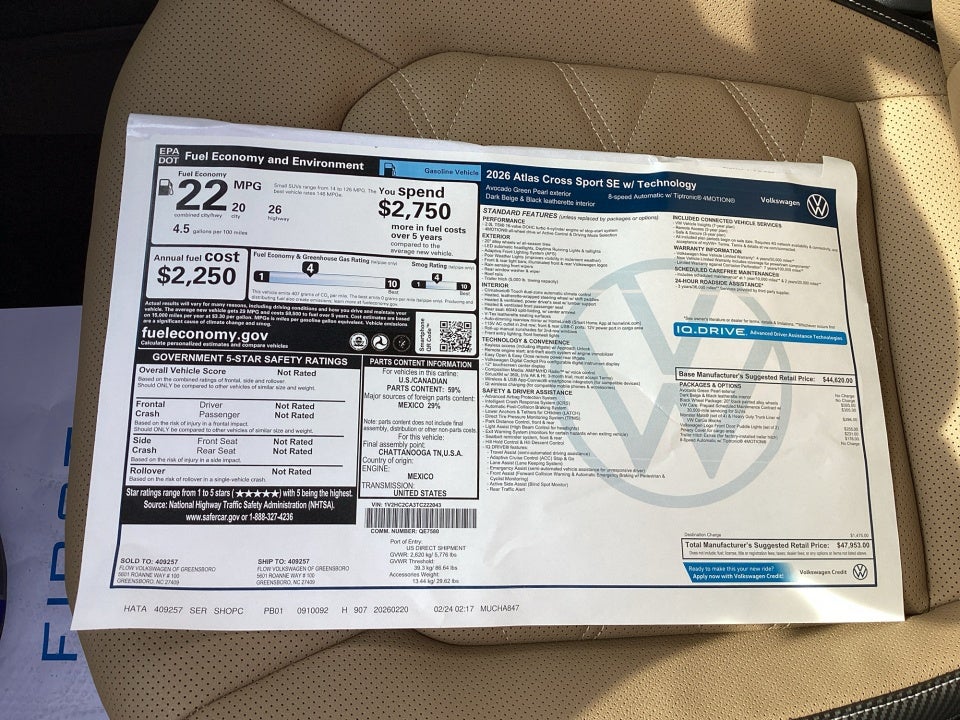 2026 Volkswagen Atlas Cross Sport SE with Technology