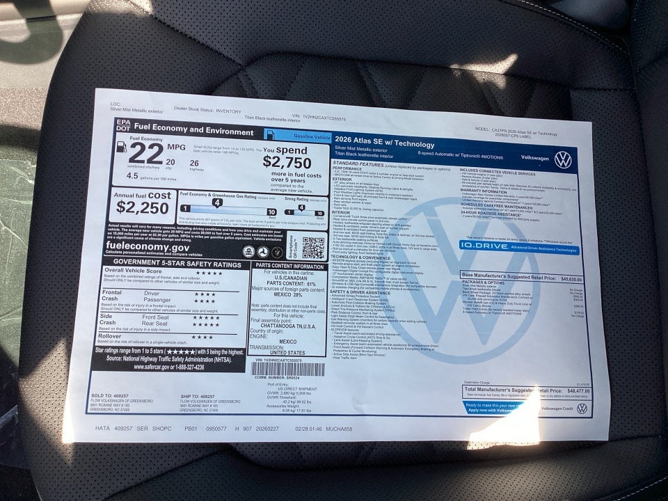 2026 Volkswagen Atlas SE with Technology