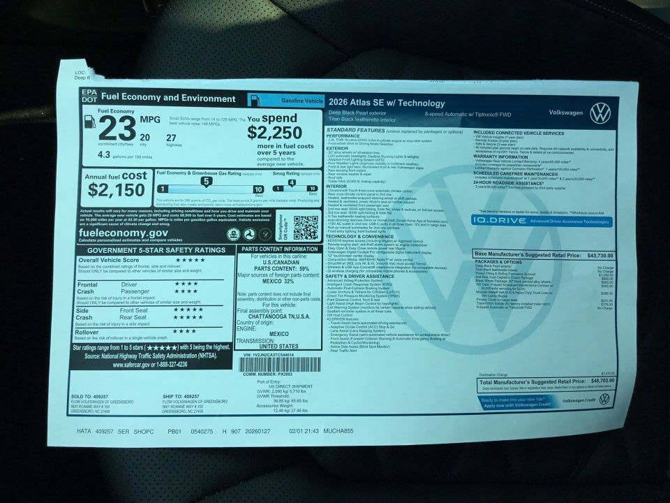 2026 Volkswagen Atlas SE with Technology