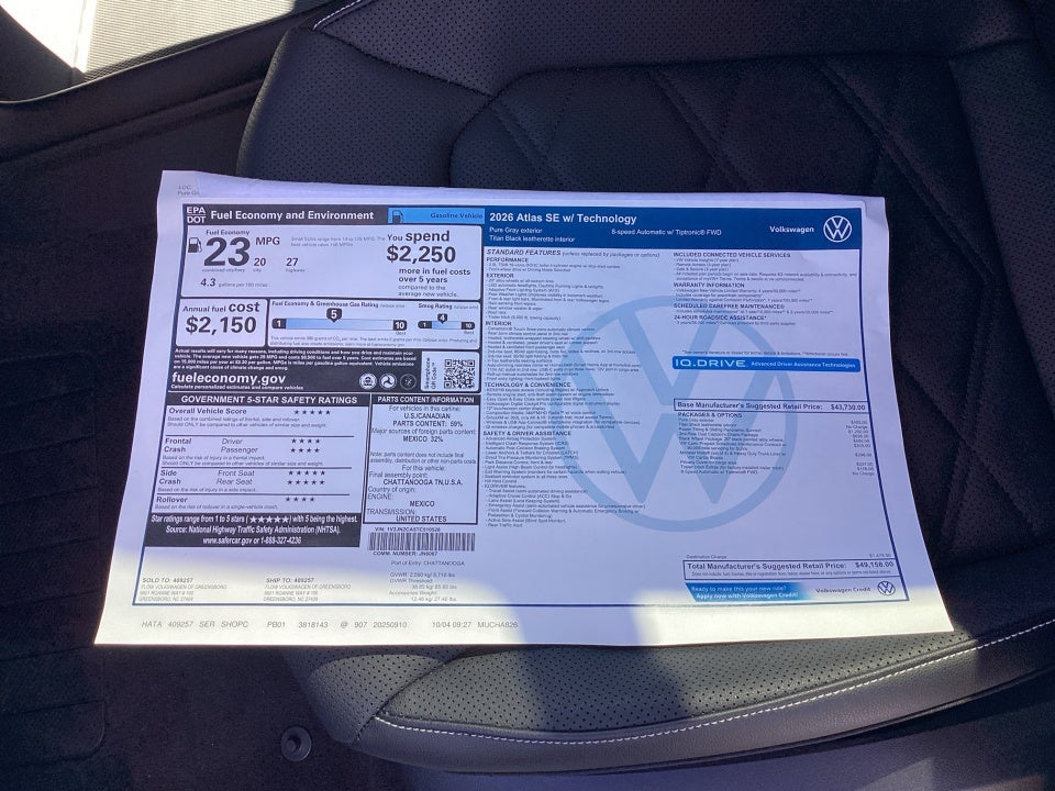 2026 Volkswagen Atlas 2.0T SE w/Technology