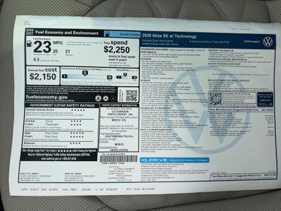 2026 Volkswagen Atlas 2.0T SE w/Technology