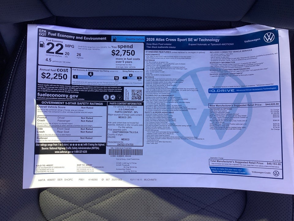 2026 Volkswagen Atlas Cross Sport SE with Technology
