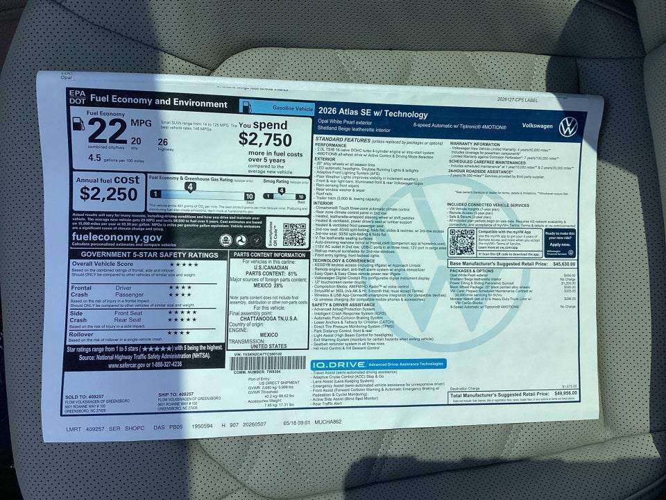 2026 Volkswagen Atlas SE with Technology