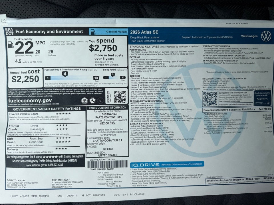 2026 Volkswagen Atlas SE