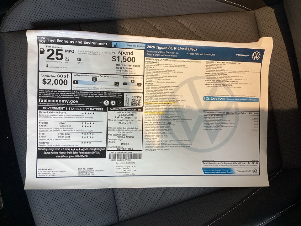 2026 Volkswagen Tiguan SE R-Line Black