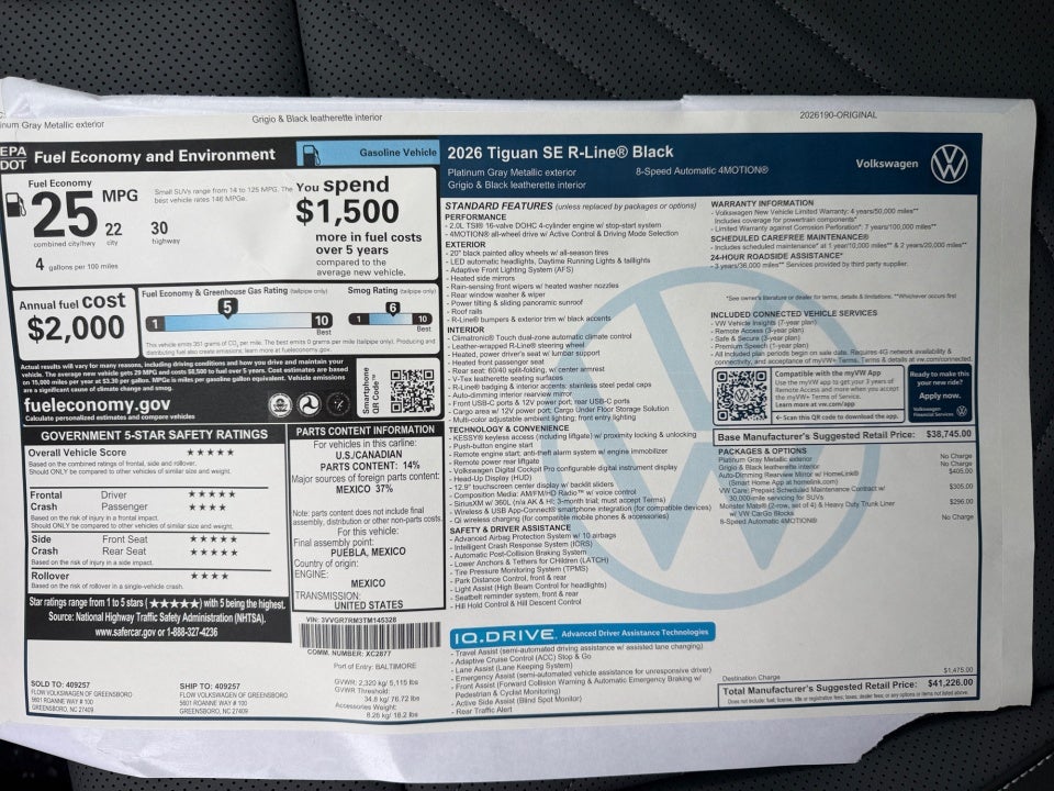 2026 Volkswagen Tiguan SE R-Line Black