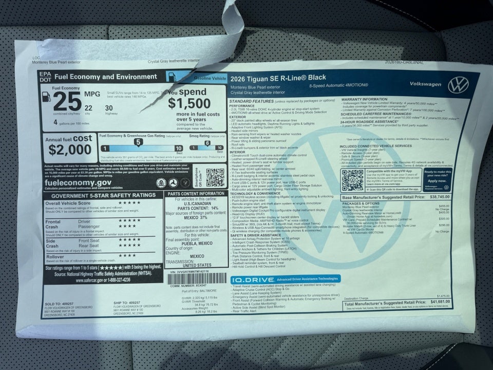 2026 Volkswagen Tiguan SE R-Line Black