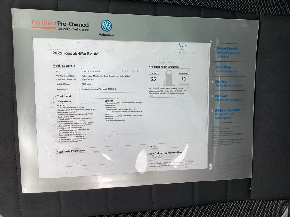 2025 Volkswagen Taos 1.5T SE