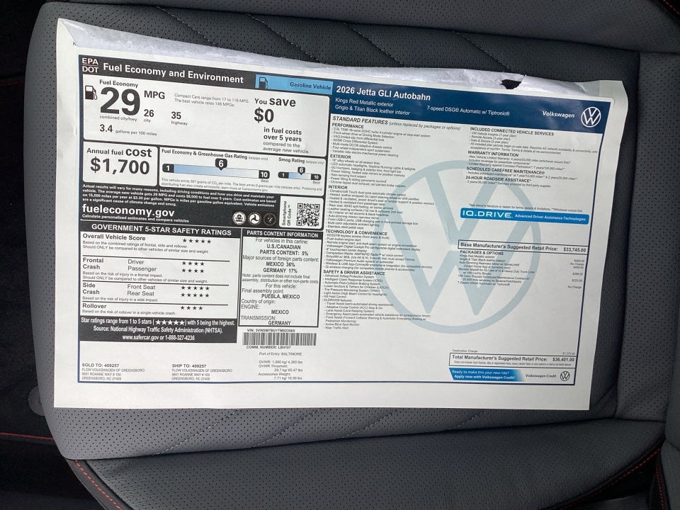 2026 Volkswagen Jetta GLI Autobahn