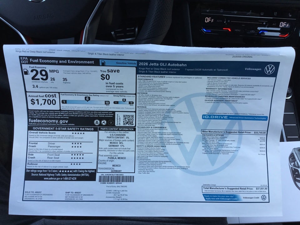 2026 Volkswagen Jetta GLI Autobahn