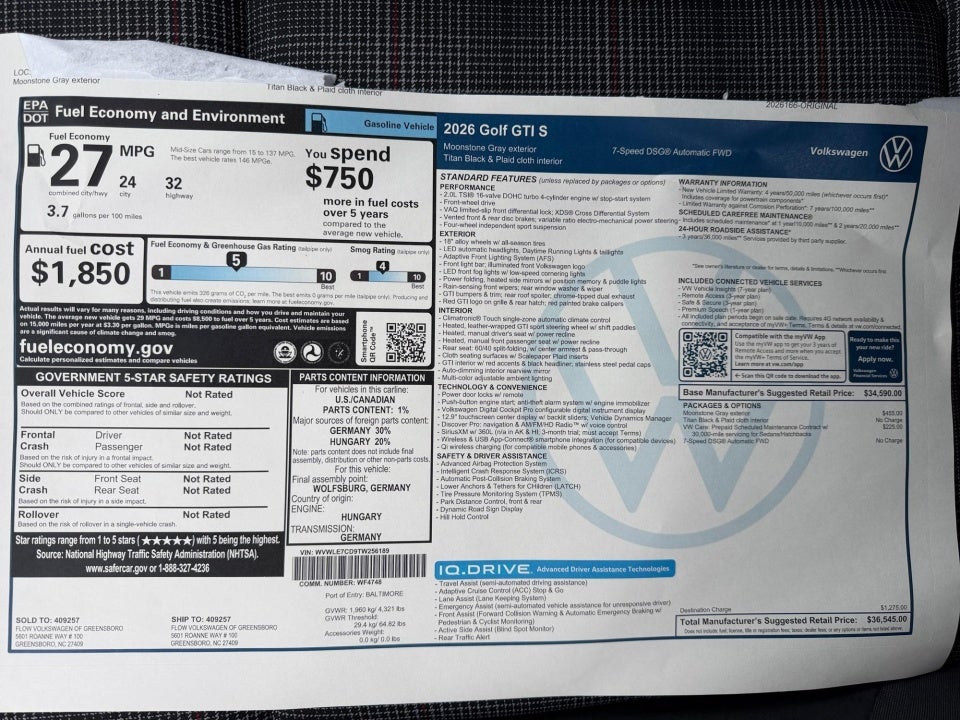 2026 Volkswagen Golf GTI S
