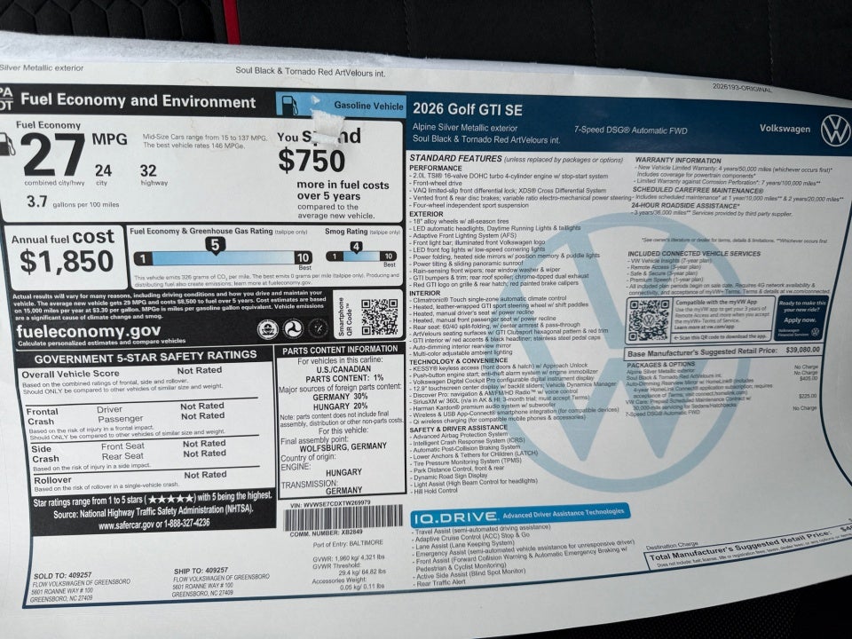2026 Volkswagen Golf GTI SE