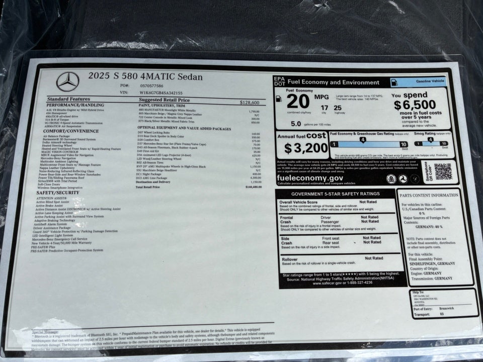 2025 Mercedes-Benz S 580 S 580