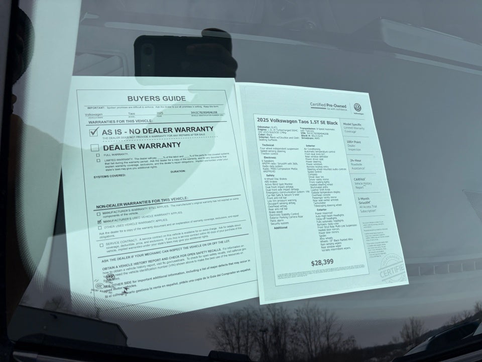 2025 Volkswagen Taos 1.5T SE Black