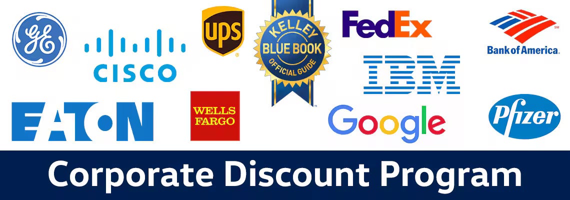  Logos of major companies promoting a corporate discount program.