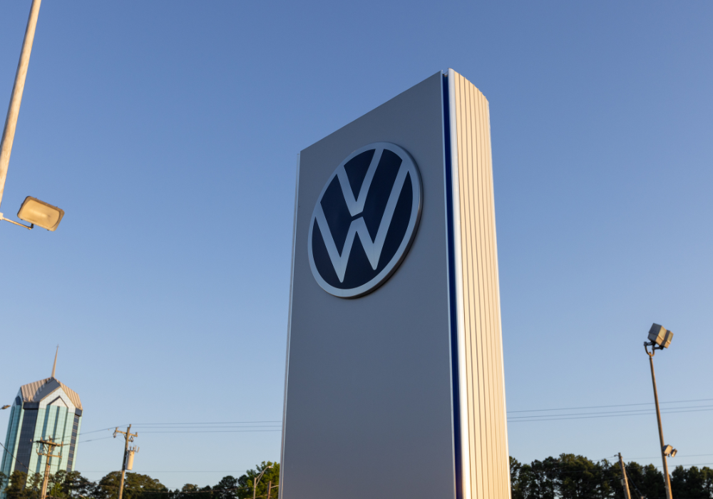 Volkswagen logo on a large sign